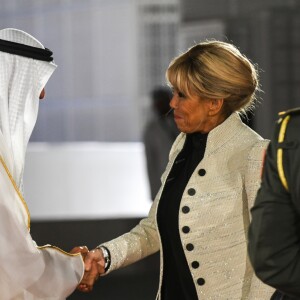 Sheikh Mohammed bin Zayed Al Nahyan et Brigitte Macron - Visite du Louvre Abu Dhabi, le 8 novembre 2017.