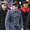 Le prince William, le prince Harry et le prince Andrew au Cénotaphe de Whitehall à Londres le 12 novembre 2017 pour les commémorations du Dimanche du Souvenir.