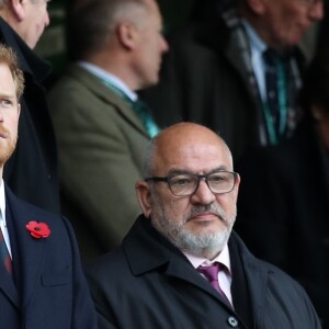 Le prince Harry au stade de Twickenham le 11 novembre 2017 pour le match de rugby Angleterre-Argentine.