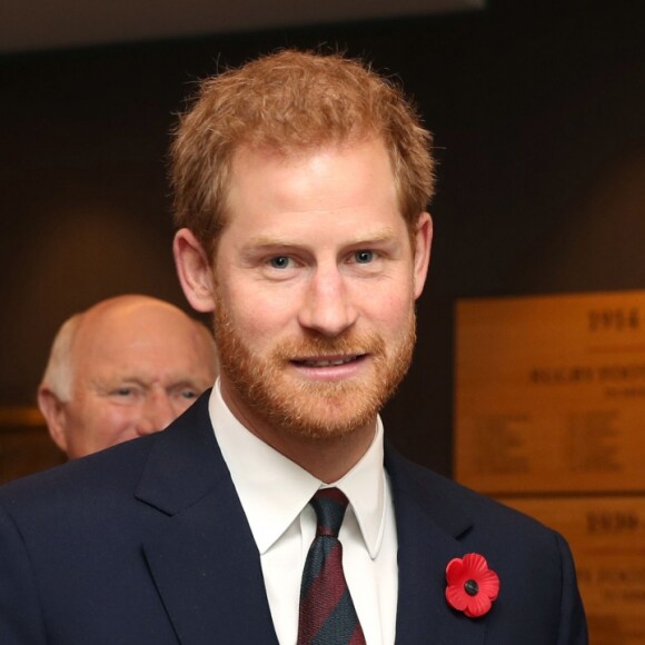 Le prince Harry au stade de Twickenham le 11 novembre 2017 pour le match de rugby Angleterre-Argentine.