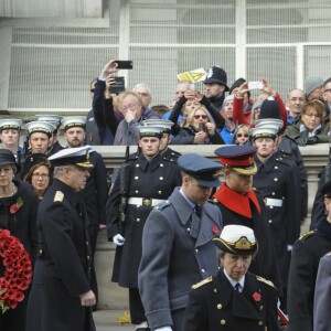 La princesse Anne, le duc de Kent, le prince William, le prince Harry et le prince Andrew Le prince William, le prince Harry et le prince Andrew au Cénotaphe de Whitehall à Londres le 12 novembre 2017 pour les commémorations du Dimanche du Souvenir.