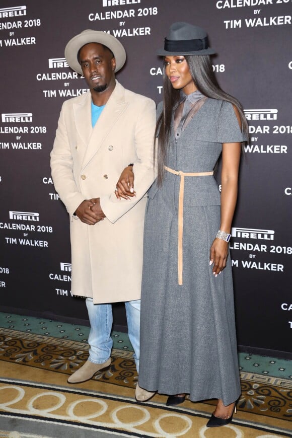 Sean Diddy Combs et Naomi Campbell - Conférence de presse de lancement du Calendrier Pirelli à New York le 10 novembre 2017.