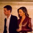 Miranda Kerr et son fiancé Evan Spiegel à la sortie du cocktail du dîner de présentation de la nouvelle collection Vuitton "Masters, Les Grands Maîtres" en collaboration avec Jeff Koons au Louvre à Paris, France, le 11 avril 2017.