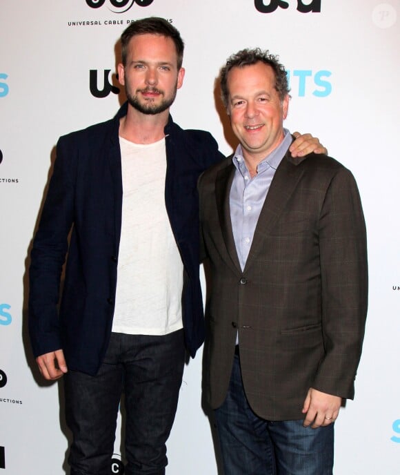 Patrick J. Adams et David Costabile en janvier 2015 lors d'un événement sur les coulisses de la série Suits, à New York.
