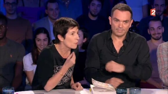 Christine Angot face à Jérémy ferrari dans "On n'est pas couché" sur France 2.