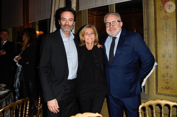 Exclusif - Anthony Delon, nommé parrain du fond "Enfants à Coeur - Mireille Darc", Claire Chazal et Dominique Segall - Dîner pour le lancement du fond "Enfants à Coeur - Mireille Darc" au profit de La Chaîne de l'Espoir au Pavillon Ledoyen à Paris. Le 29 novembre 2017. Chaque table portait le nom d'un film de Mireille Darc. © Olivier Borde-Coadic Guirec / Bestimage