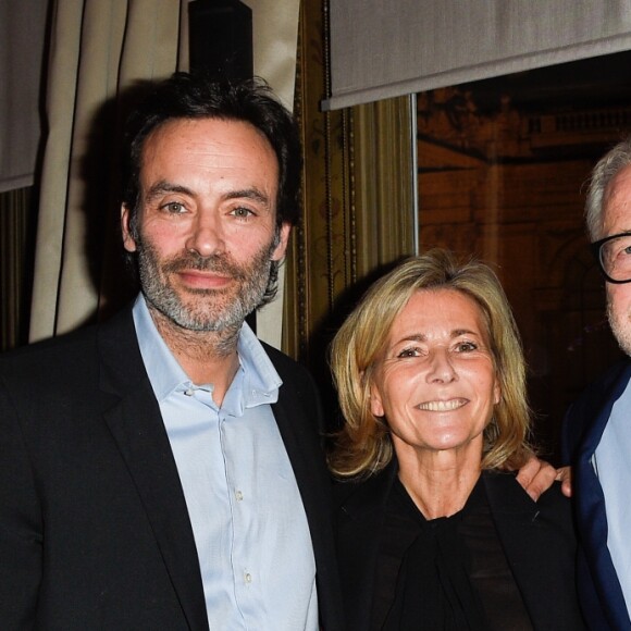 Exclusif - Anthony Delon, nommé parrain du fond "Enfants à Coeur - Mireille Darc", Claire Chazal et Dominique Segall - Dîner pour le lancement du fond "Enfants à Coeur - Mireille Darc" au profit de La Chaîne de l'Espoir au Pavillon Ledoyen à Paris. Le 29 novembre 2017. Chaque table portait le nom d'un film de Mireille Darc. © Olivier Borde-Coadic Guirec / Bestimage