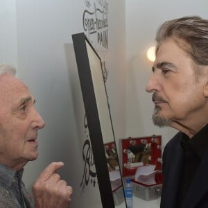 Exclusif - Charles Aznavour et Serge Lama - Concert de Serge Lama à la salle Pleyel à Paris - Jour 4. Le 26 novembre 2017 © Giancarlo Gorassini / Bestimage