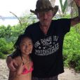 Johnny Hallyday et sa fille Jade à Saint-Barthélemy, le 3 août 2017.