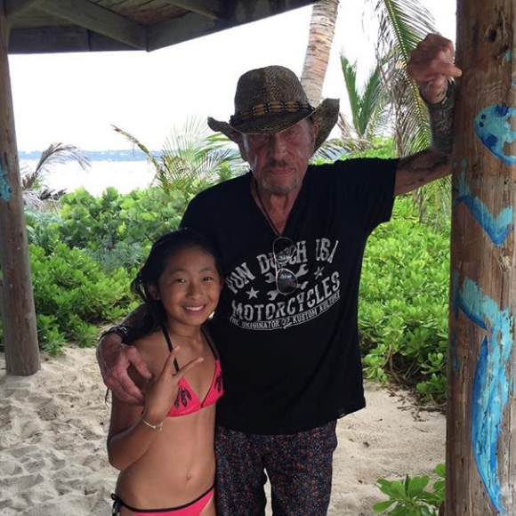 Johnny Hallyday et sa fille Jade à Saint-Barthélemy, le 3 août 2017.