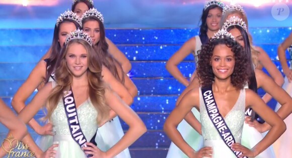 Les 30 Miss rendent hommage à Johnny Hallyday en tenue de gala - Concours Miss France 2018. Sur TF1, le 16 décembre 2017.