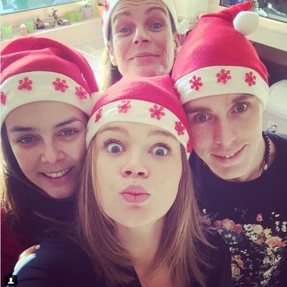 Stéphanie de Monaco avec ses trois enfants, Pauline Ducruet, Camille Gottlieb et Louis Ducruet, à Noël 2014, photo Instagram.