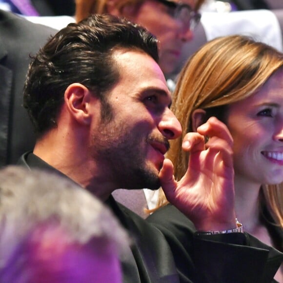 Maxim Nucci (Yodelice) et sa compagne Isabelle Ithurburu - Cérémonie des Sportel Awards qui récompense les plus vidéos de sport et les plus beaux ouvrages illustrés par le sport, à Monaco, le 25 octobre 2016. © Bruno Bebert/Bestimage