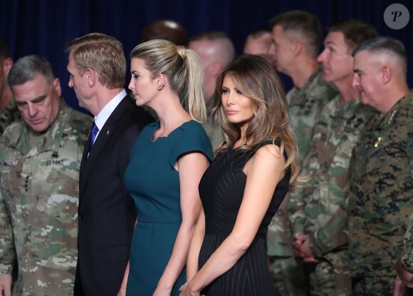 Ivanka Trump, Melania Trump - Donald Trump fait un discours sur la présence américaine en Afghanistan à la base militaire de Fort Myer à Arlington en Virginie le 21 août 2017.