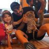 Karim Benzema en famille avec son fils et sa fille Mélia sur Instagram, le 31 décembre 2017.