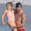 Exclusif - David Beckham passe une journée à la plage avec ses enfants Brooklyn, Cruz, Romeo et Harper et des amis à Malibu, le 22 octobre 2017.