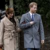 Meghan Markle et le prince Harry à la messe de Noël avec la famille royale d'Angleterre, le 25 décembre 2017 à Sandringham.