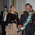 Le prince Frederik et la princesse Mary de Danemark lors de la dernière réception du Nouvel An au palais de Christiansborg à Copenhague le 4 janvier 2018