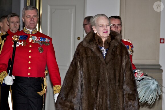 La reine Margrethe II de Danemark lors de la dernière réception du Nouvel An au palais de Christiansborg à Copenhague le 4 janvier 2018