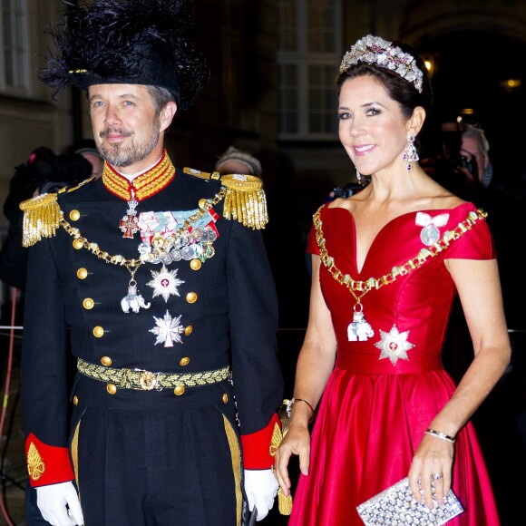 Le prince Frederik et la princesse Mary de Danemark lors de la réception du Nouvel An au palais Amalienborg à Copenhague le 1er janvier 2018