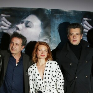 Grégoire Leprince-Ringuet, Emmanuel Finkiel (réalisateur), Mélanie Thierry, Benjamin Biolay et Benoît Magimel - Avant-première du film "La Douleur" au cinéma Gaumont Opéra Capucines à Paris, le 15 janvier 2018. © Denis Guignebourg/Bestimage