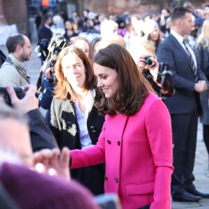 Le prince William, duc de Cambridge, et sa femme Kate Middleton (enceinte) lors d'une visite de la ville de Coventry le 16 janvier 2018, dans le cadre de l'opération "city's 2021 Culture Honour".