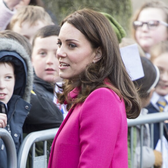 Le prince William, duc de Cambridge, et sa femme Kate Middleton (enceinte) lors d'une visite de la ville de Coventry le 16 janvier 2018, dans le cadre de l'opération "city's 2021 Culture Honour".