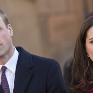 Le prince William, duc de Cambridge, et sa femme Kate Middleton (enceinte) lors d'une visite de la ville de Coventry le 16 janvier 2018, dans le cadre de l'opération "city's 2021 Culture Honour".