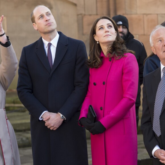 Le prince William, duc de Cambridge, et sa femme Kate Middleton (enceinte) lors d'une visite de la ville de Coventry le 16 janvier 2018, dans le cadre de l'opération "city's 2021 Culture Honour".