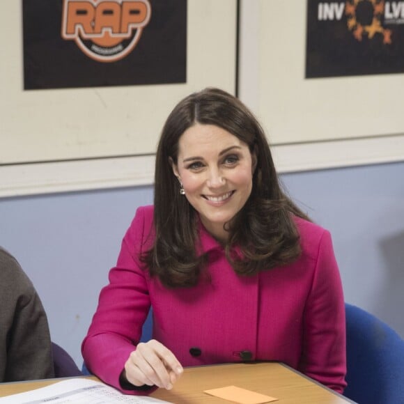 Le prince William, duc de Cambridge, et sa femme Kate Middleton (enceinte) lors d'une visite de la ville de Coventry le 16 janvier 2018, dans le cadre de l'opération "city's 2021 Culture Honour".