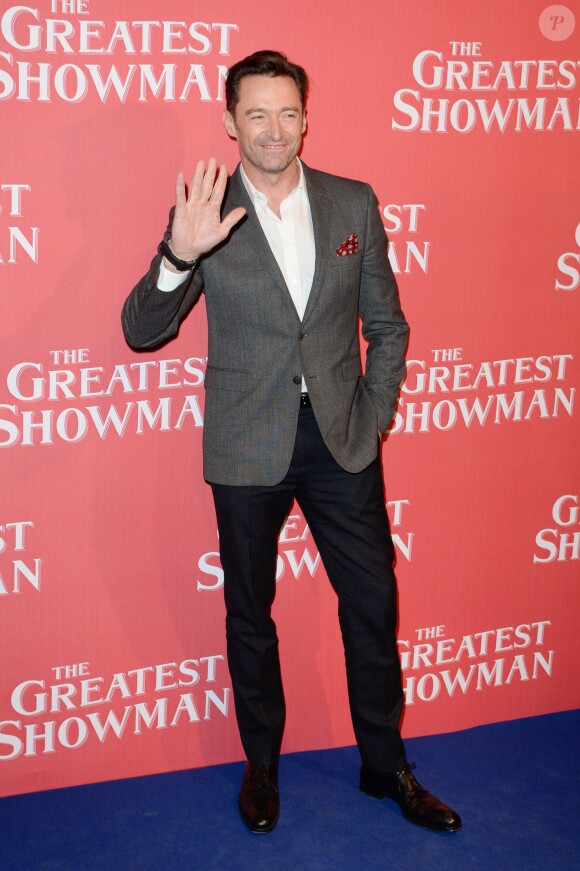 Hugh Jackman à la première de "The Greatest Showman" au cinéma Gaumont-Opéra à Paris, le 17 janvier 2018. © Guirec Coadic/Bestimage