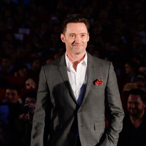 Hugh Jackman fait le show pendant la première de "The Greatest Showman" à Paris, le 17 janvier 2018. © Guirec Coadic/Bestimage