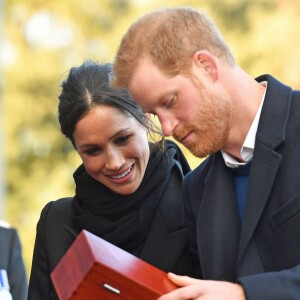 Le prince Harry et Meghan Markle visitent le château de Cardiff le 18 janvier 2018.