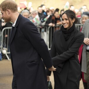 Le prince Harry et Meghan Markle visitent le château de Cardiff le 18 janvier 2018.