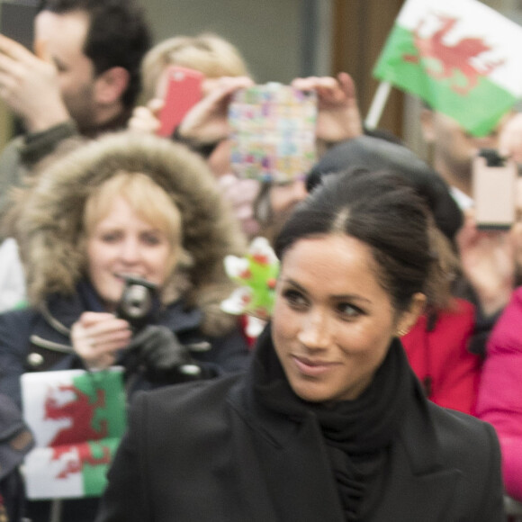 Le prince Harry et Meghan Markle visitent le château de Cardiff le 18 janvier 2018.