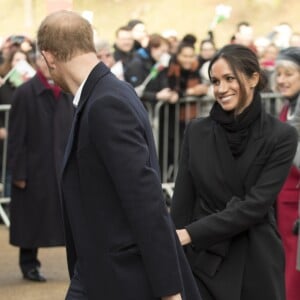 Le prince Harry et Meghan Markle visitent le château de Cardiff le 18 janvier 2018.