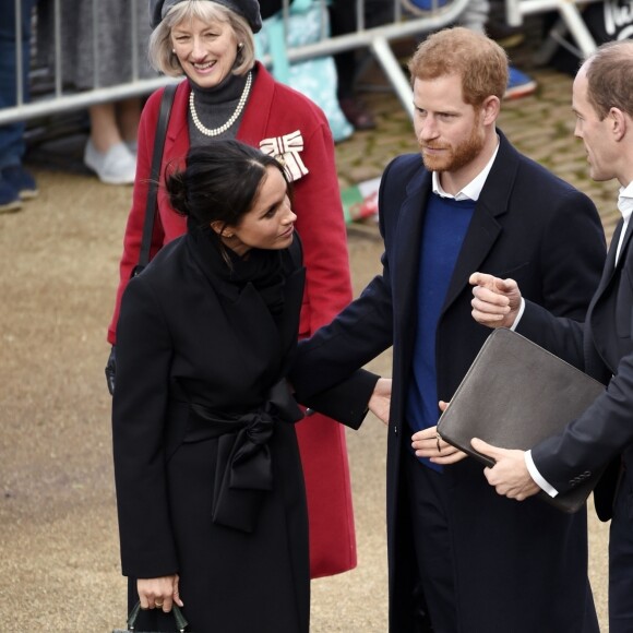 Le prince Harry et Meghan Markle visitent le château de Cardiff le 18 janvier 2018.