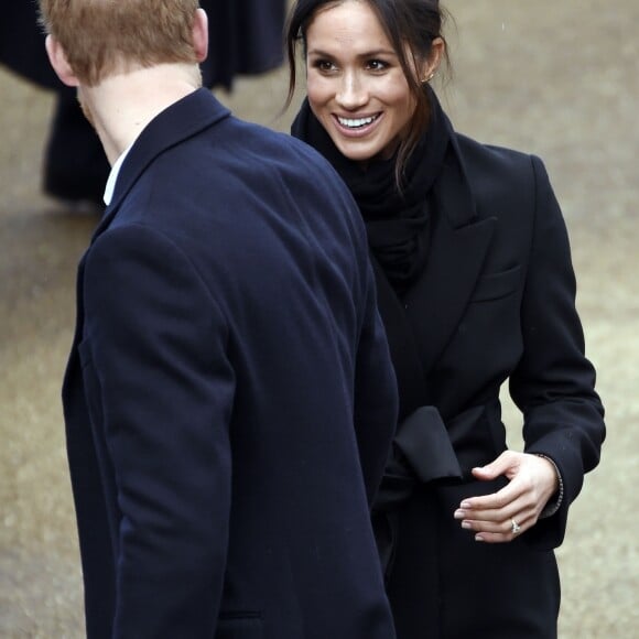 Le prince Harry et Meghan Markle visitent le château de Cardiff le 18 janvier 2018.