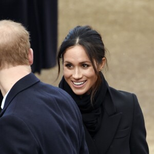 Le prince Harry et Meghan Markle visitent le château de Cardiff le 18 janvier 2018.