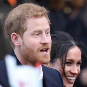 Le prince Harry et Meghan Markle visitent le château de Cardiff le 18 janvier 2018.