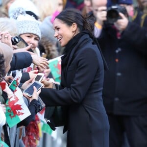 Le prince Harry et Meghan Markle visitent le château de Cardiff le 18 janvier 2018.