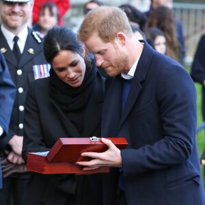 Le prince Harry et Meghan Markle en visite au château de Cardiff le 18 janvier 2018.