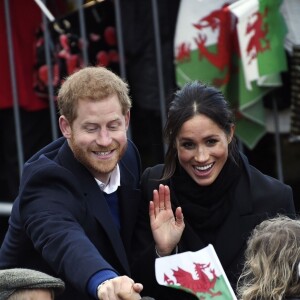 Le prince Harry et Meghan Markle en visite au château de Cardiff le 18 janvier 2018.