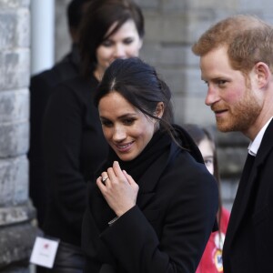 Le prince Harry et Meghan Markle en visite au château de Cardiff le 18 janvier 2018.