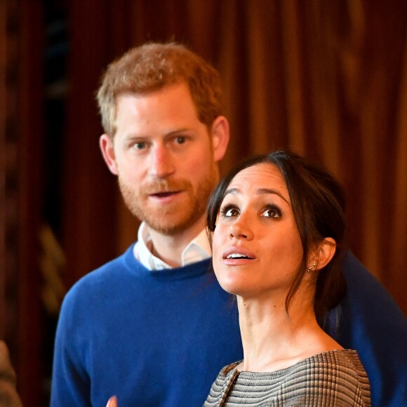 Le prince Harry et sa fiancée Meghan Markle visitent le château de Cardiff le 18 janvier 2018.