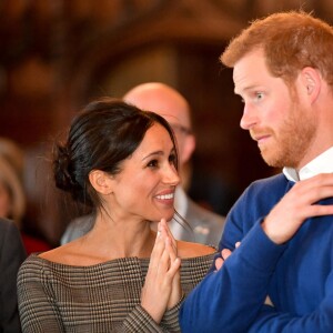 Le prince Harry et sa fiancée Meghan Markle visitent le château de Cardiff le 18 janvier 2018.