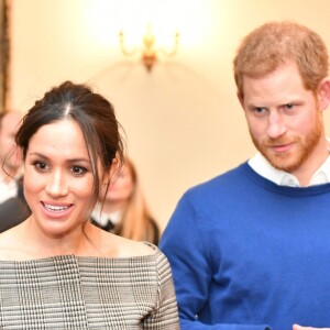 Le prince Harry et sa fiancée Meghan Markle visitent le château de Cardiff le 18 janvier 2018.