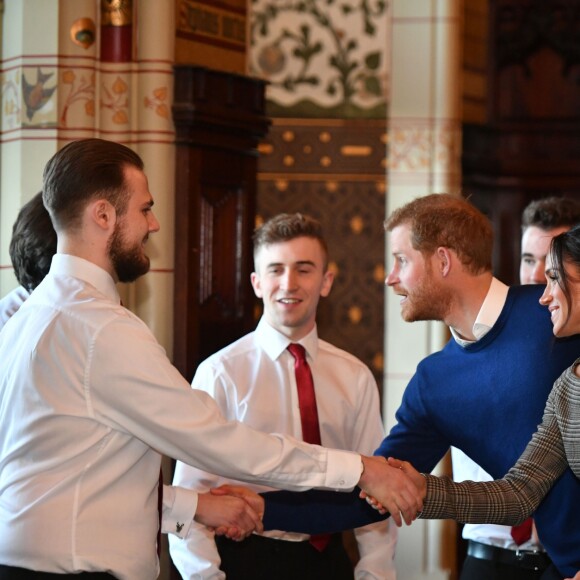 Le prince Harry et sa fiancée Meghan Markle visitent le château de Cardiff le 18 janvier 2018.