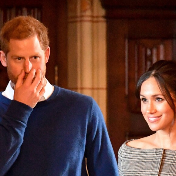 Le prince Harry et sa fiancée Meghan Markle visitent le château de Cardiff le 18 janvier 2018.