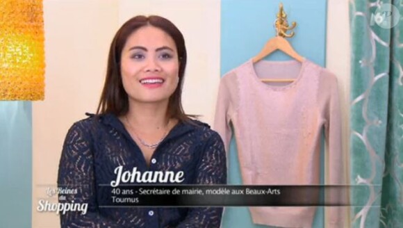 Johanne, candidate des "Reines du shopping" (M6) sur le thème "chic avec de la transparence" la semaine du 15 janvier 2018.